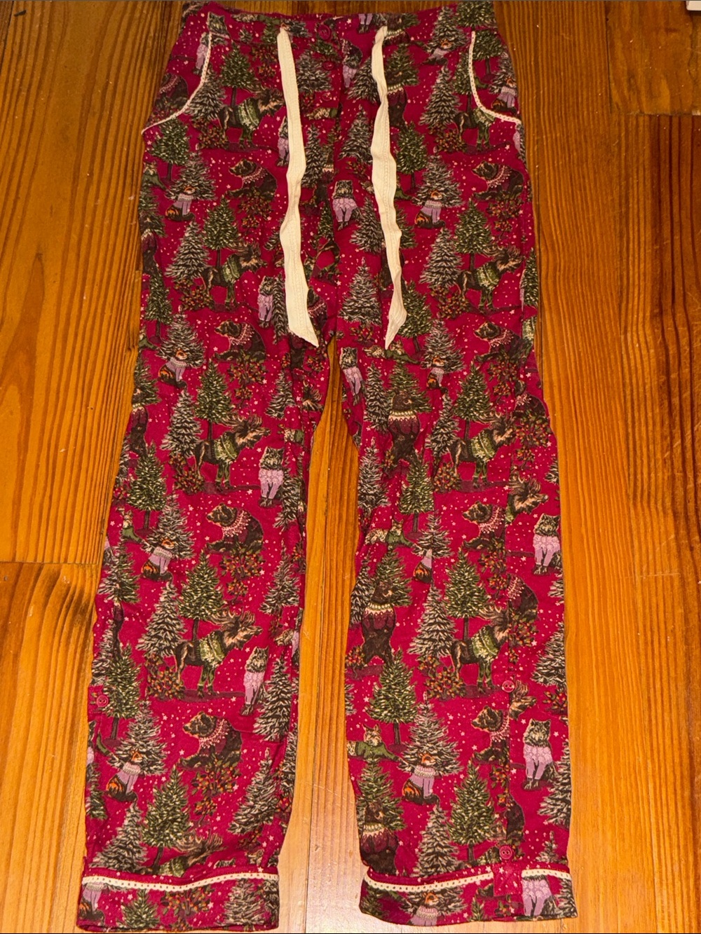 Fat Face Red Holiday Winter Pajama Pants 4